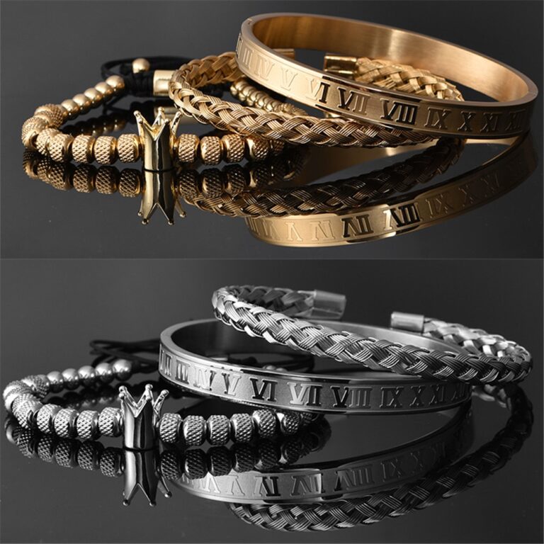 2 Bracelets duo couple luxe couleur argent et or sur fond noir