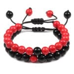 Bracelet commun couple noir et rouge
