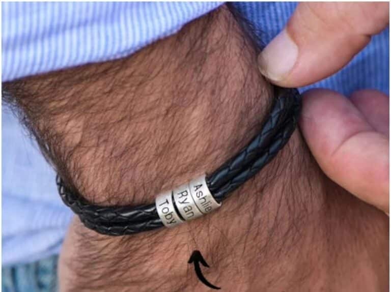 Bracelet cuir couple personnalisable poignet homme