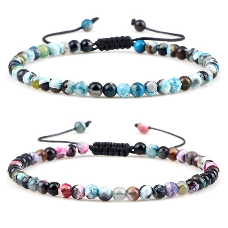 Mini Bracelets en perles naturelles de 4mm pour femmes et hommes, Agates rondes, pierre d'onyx, Bracelet tressé de Yoga, breloque élastique, Bracelet de prière, bijoux 1