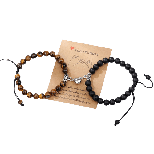 bracelet couple aimanté pierres naturelles noires et tigre