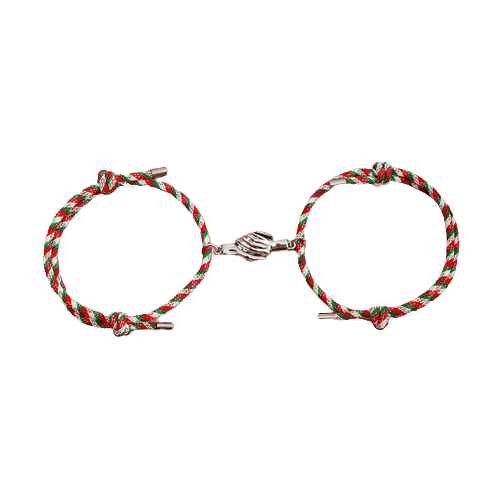 bracelet de promesse couple cordon vert rouge