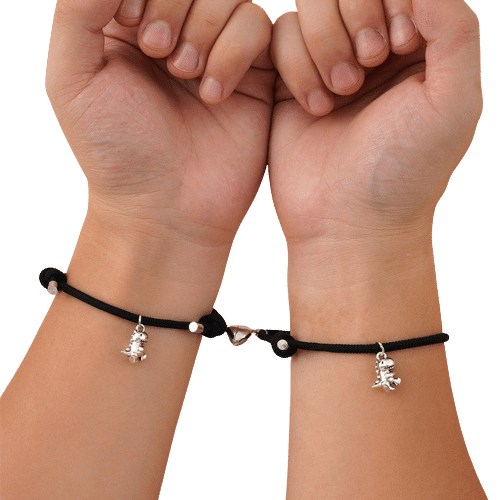bracelets couple aimantes cordon noir