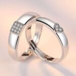 2 pièces/ensemble de bague de Couple en cristal plaqué argent 30% en forme de cœur réglable, bijoux pour hommes et femmes, vente en gros, Dropshipping 5