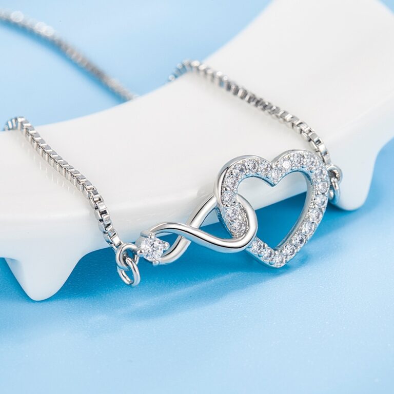 Bracelet couple coeur infini en argent 2