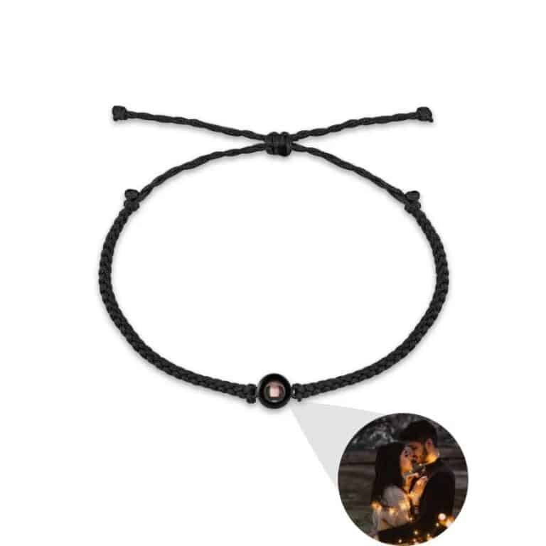 Bracelet avec photo dedans_noir pour couple