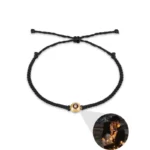 bracelet avec photo dedans famille noir doré couple