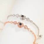 Bracelet de projection photo personnalisé or rose et argent