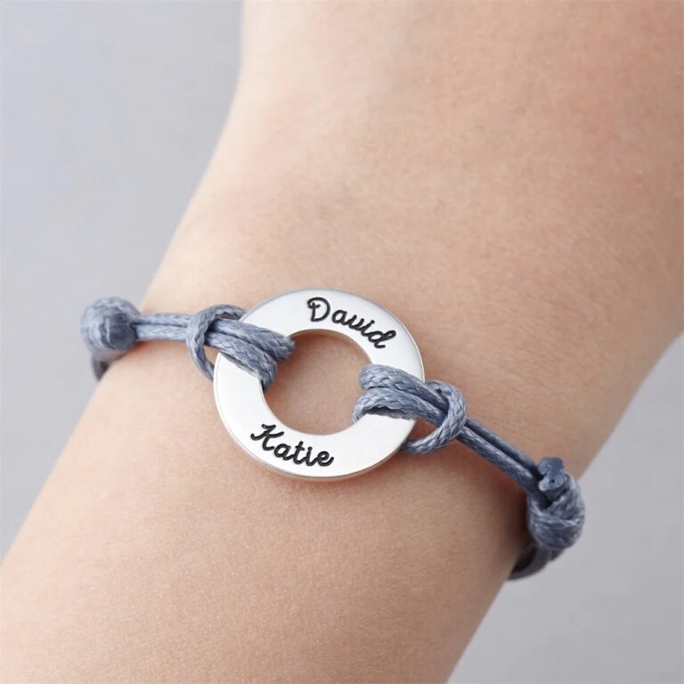 Bracelet duo amoureux personnalisé cordon bleu
