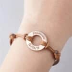 Bracelet duo amoureux personnalisé cordon marron