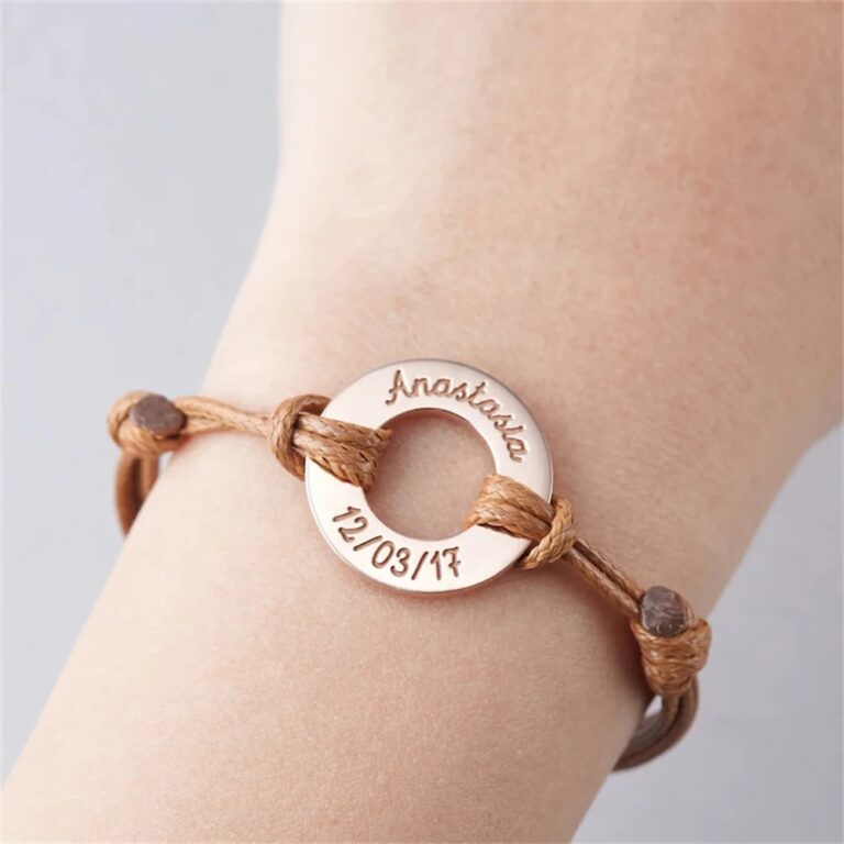 Bracelet duo amoureux personnalisé cordon marron
