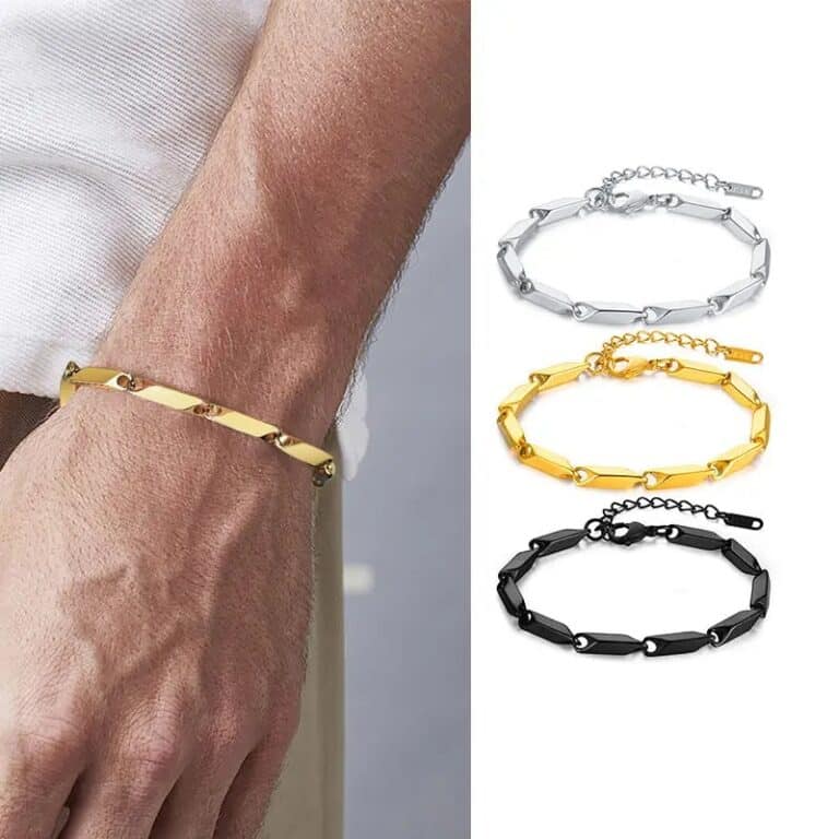 Bracelet de promesse homme 3 couleurs et or au poignet
