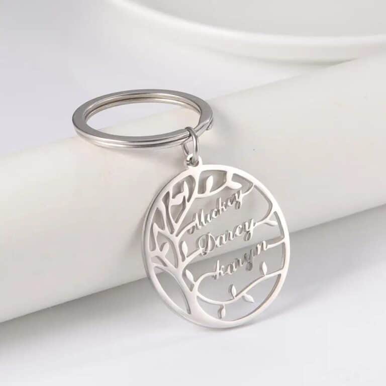 Porte clé arbre de vie personnalisé couleur argent