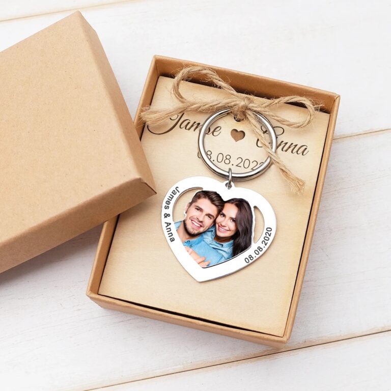 Porte clé couple original photo couleur packaging