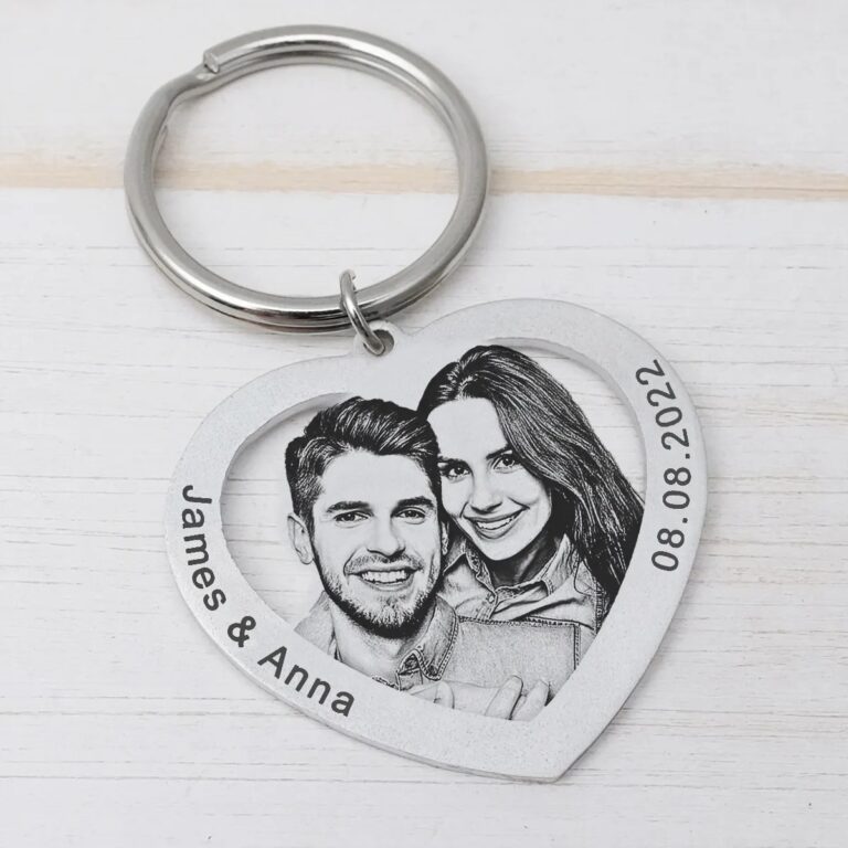 Porte clé couple original photo noir et blanc