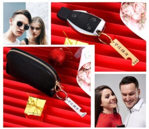 Porte clé date couple couleur argent en action