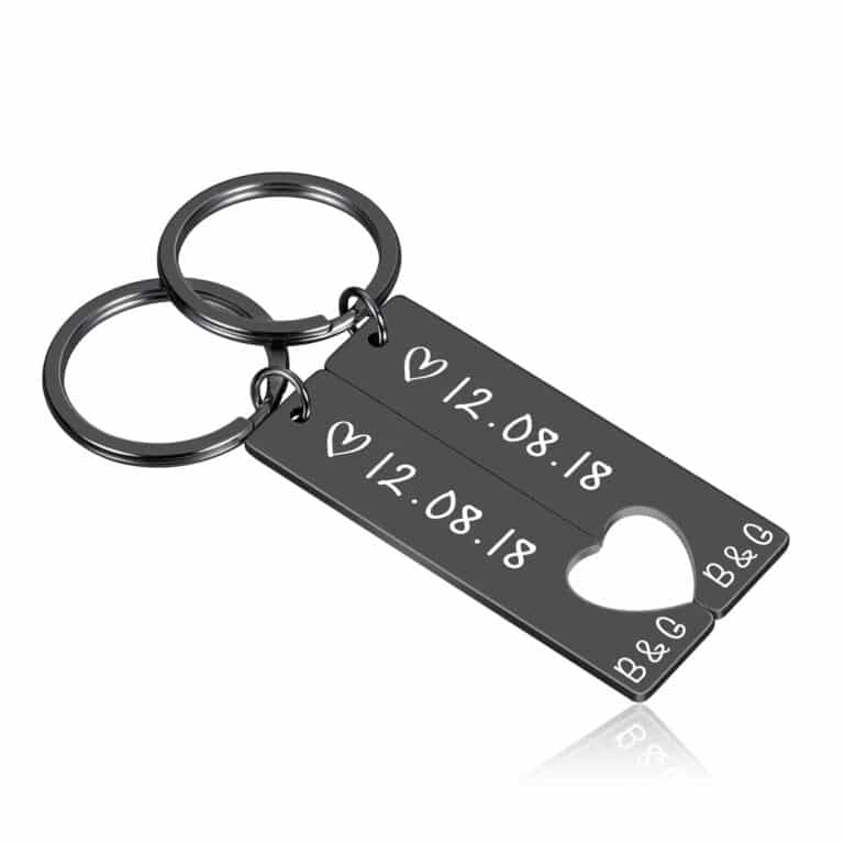 Porte clé date couple couleur noire