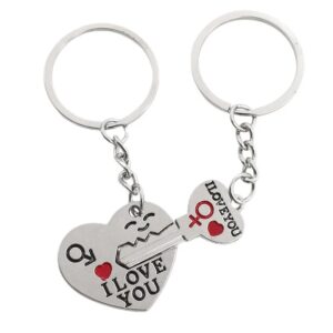 Porte clé amoureux coeur et clé réunis