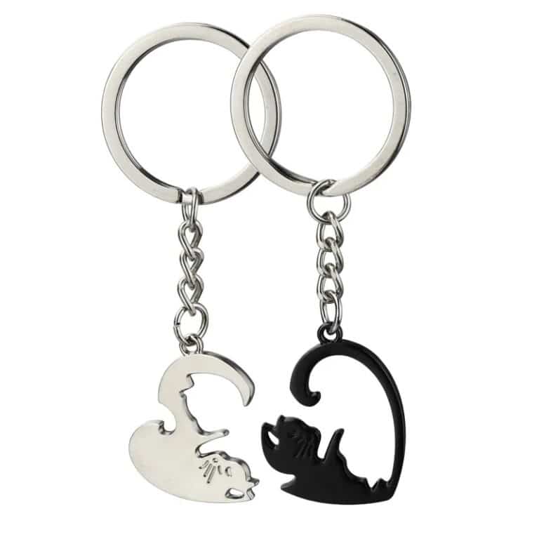 Porte clé couple chat