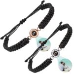 bracelet de projection photo personnalisé noir argent et rose