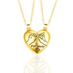 Collier coeur séparable couple avec ombre