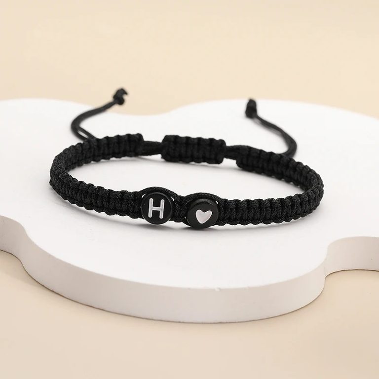 bracelet tressé couple initiale H